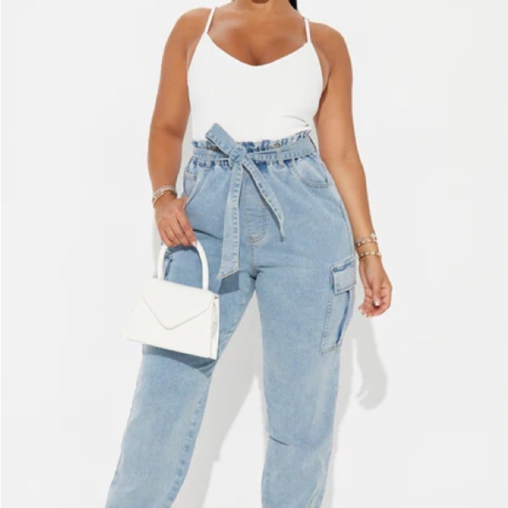 Women's Light Blue Cargo Jeans